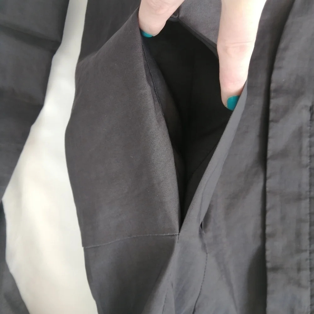 Eileen Fisher Ramie Pleated Zip Up Blazer Jacket Black Peplum Back Size XS - Picture 9 of 15